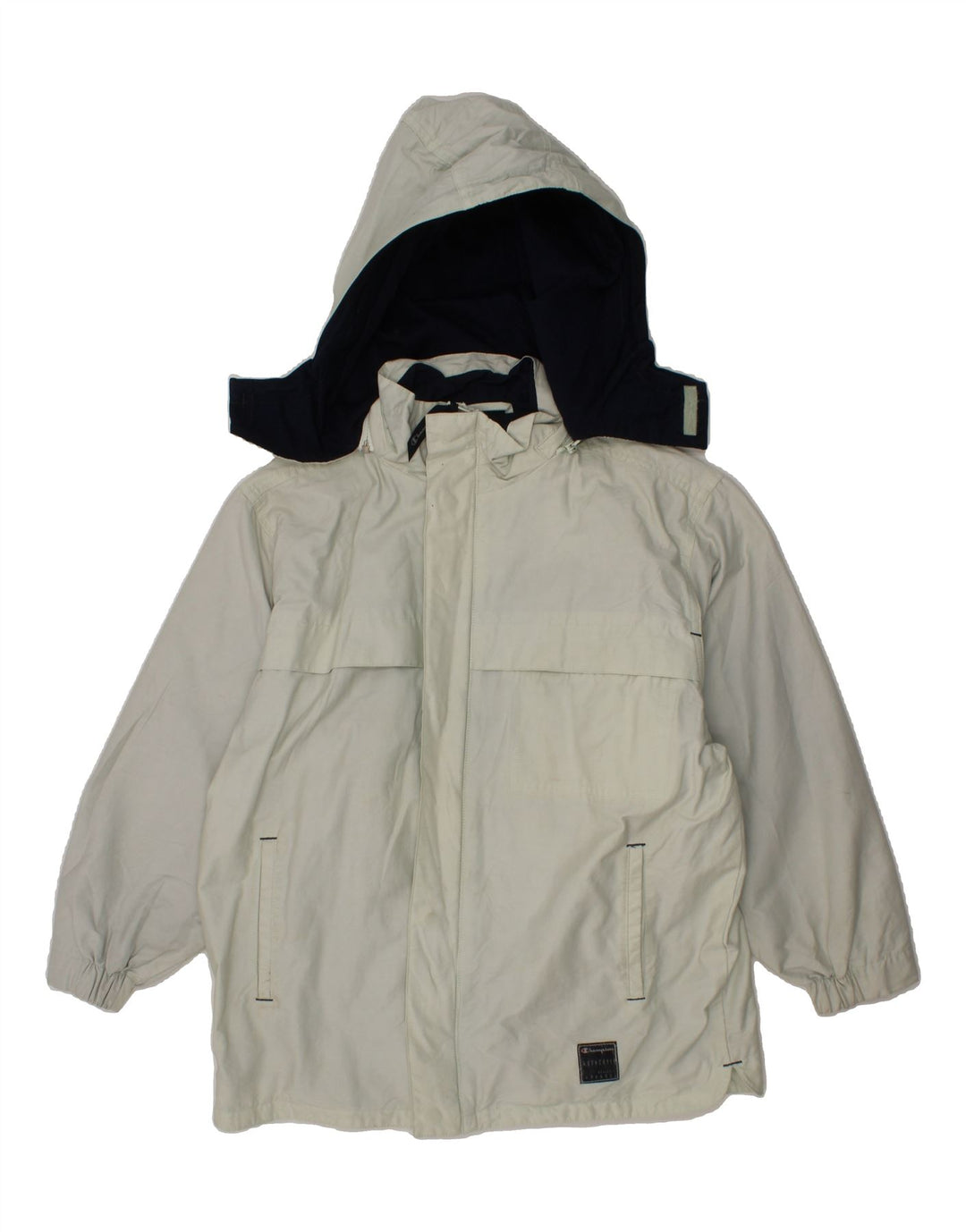 CHAMPION Boys Hooded Windbreaker Jacket 7-8 Years White Cotton Vintage Champion and Second-Hand Champion from Messina Hembry 