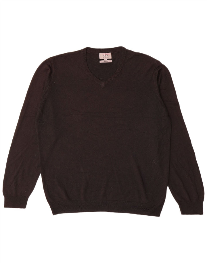 Maglione maglione con scollo a V da uomo Marks & Spencer XL acrilico nero