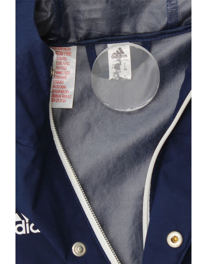 Giacca antipioggia con cappuccio Adidas da ragazzo 9-10 anni in poliestere blu navy