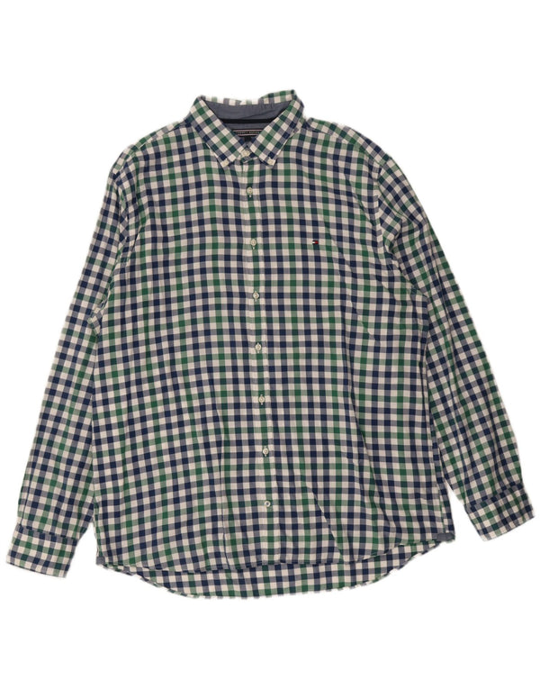 Camicia da uomo Tommy Hilfiger New York Fit 2XL cotone a quadretti blu