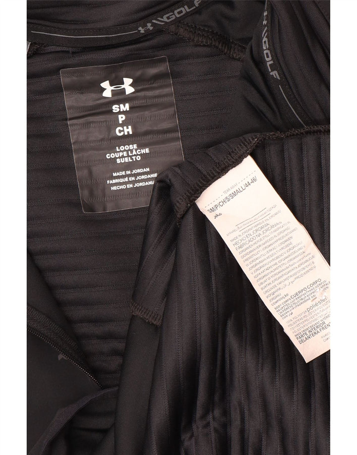 Maglia da ginnastica Under Armour da uomo con zip e collo, piccola, in poliestere nero