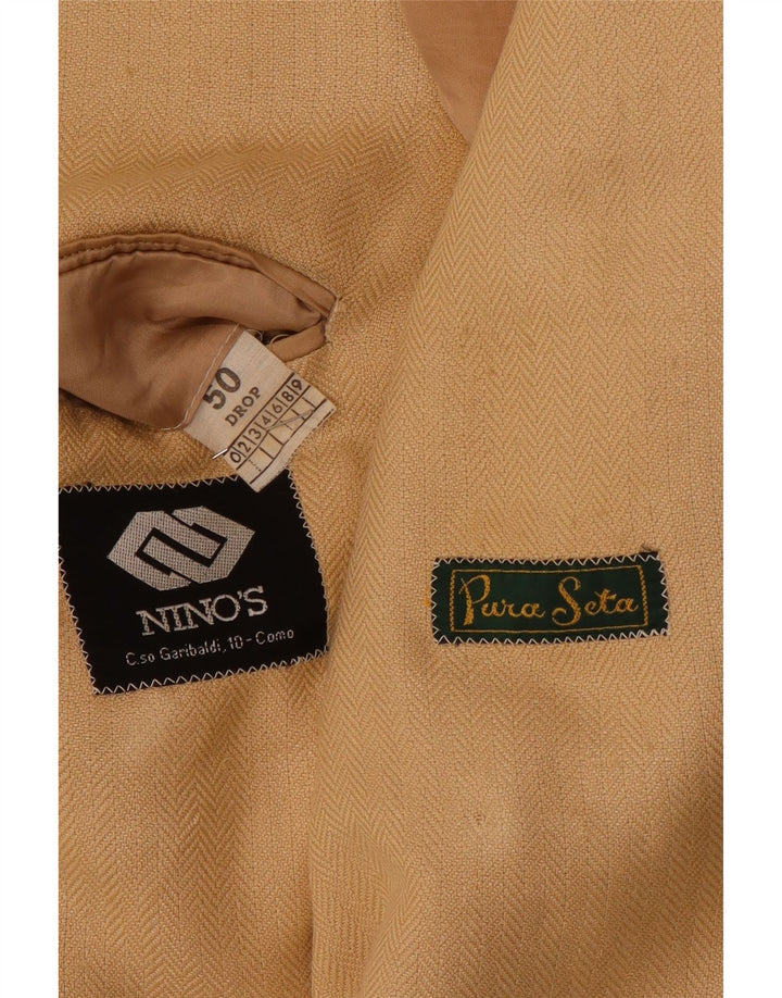 Giacca blazer doppiopetto vintage da uomo IT 50 grande beige