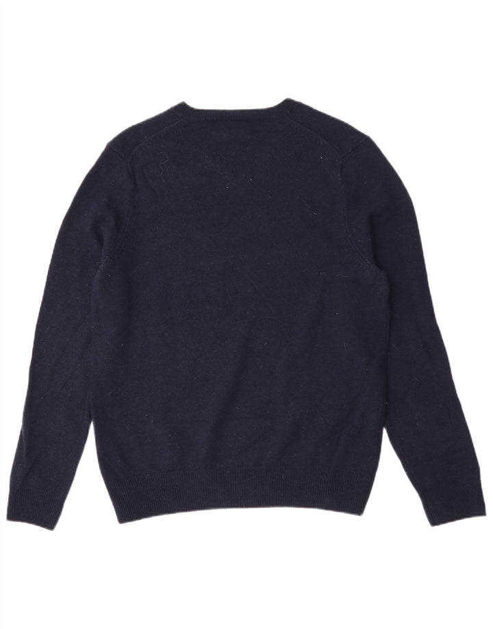 Maglione da uomo Marks & Spencer con scollo a V, lana d'agnello medio blu navy