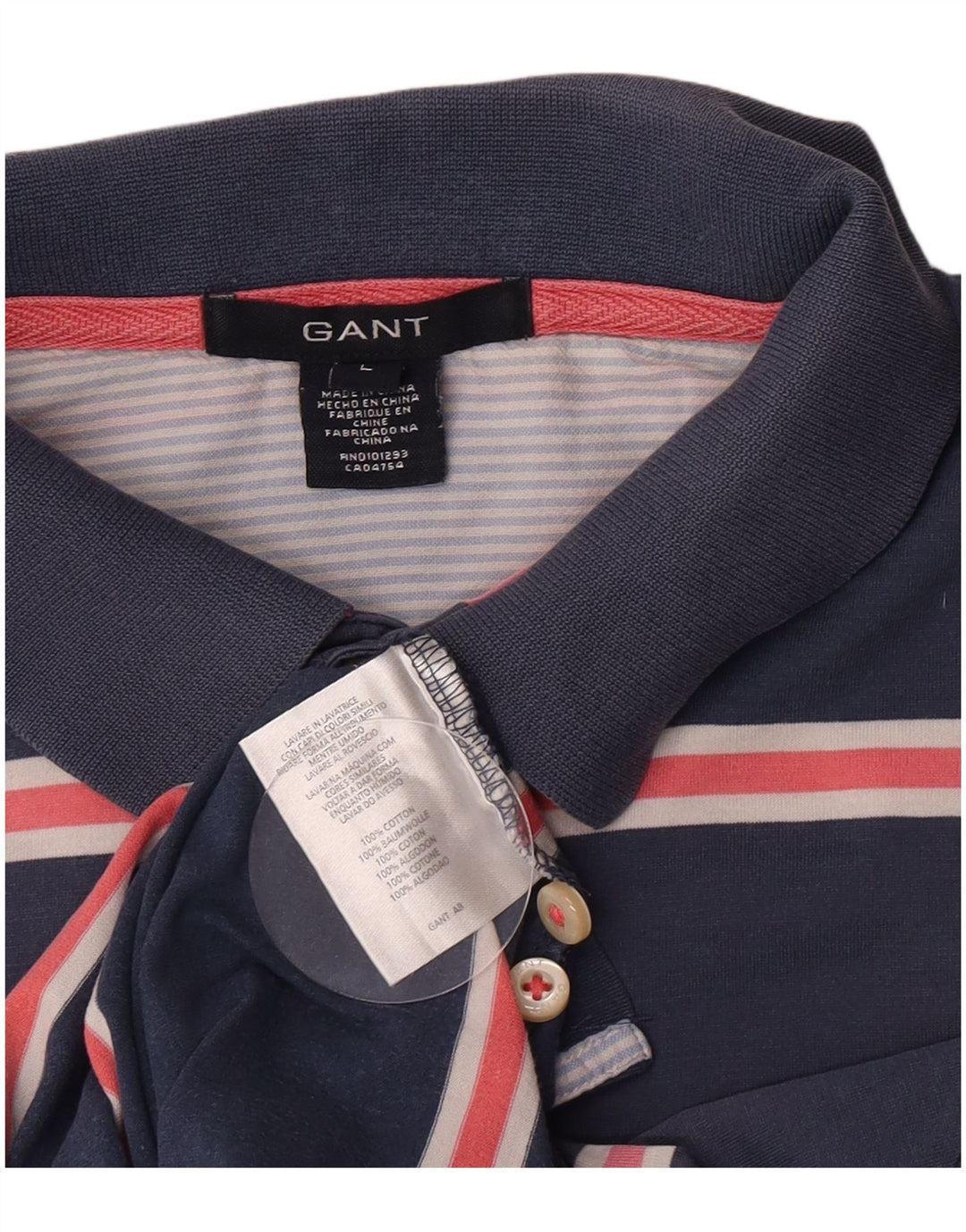Polo da uomo Gant grande in cotone a righe blu navy