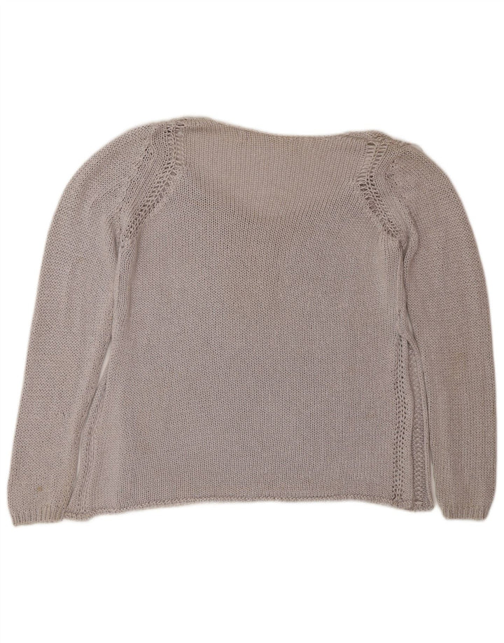 Maglione con scollo a V da donna Zara UK 14 Grigio medio