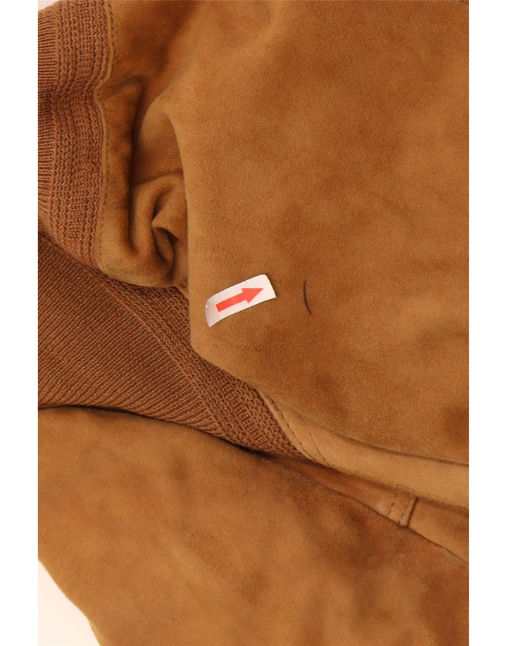 Giubbotto bomber in pelle scamosciata vintage da uomo UK 38 in pelle marrone medio