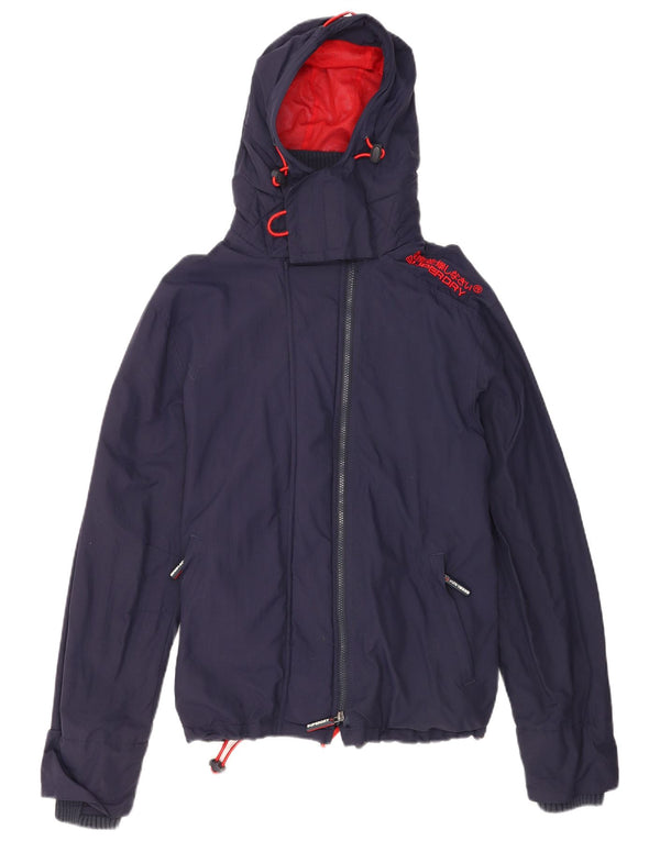 Giacca a vento da uomo con cappuccio grafico Superdry UK 42 XL nylon blu navy