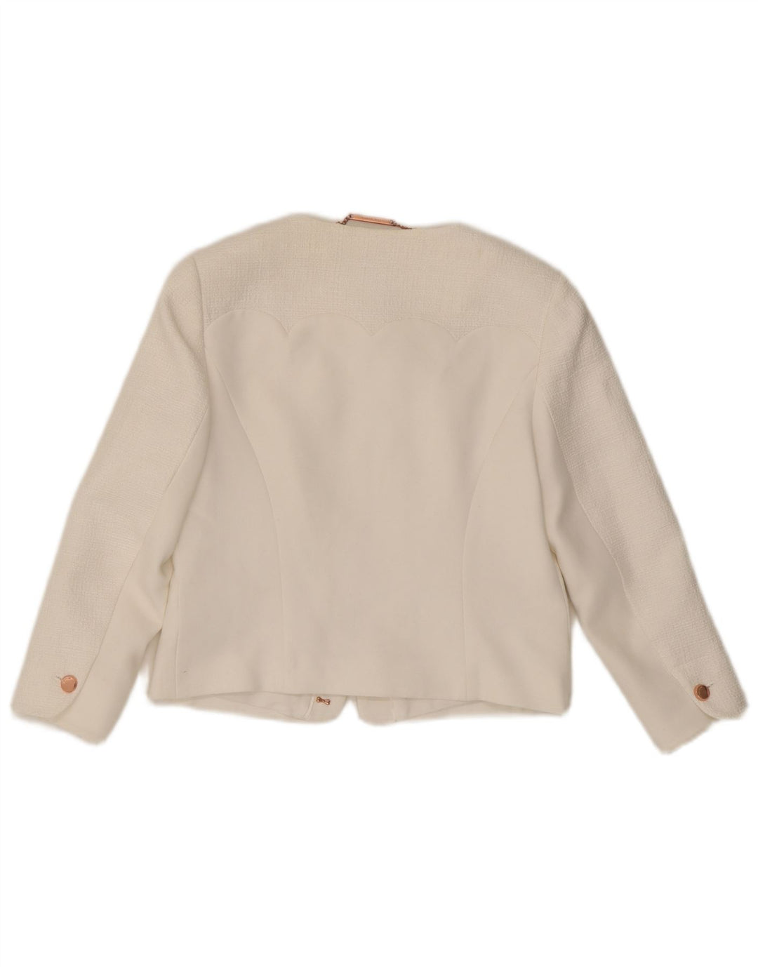 Giacca blazer corta da donna Ted Baker taglia 3 poliestere bianco medio
