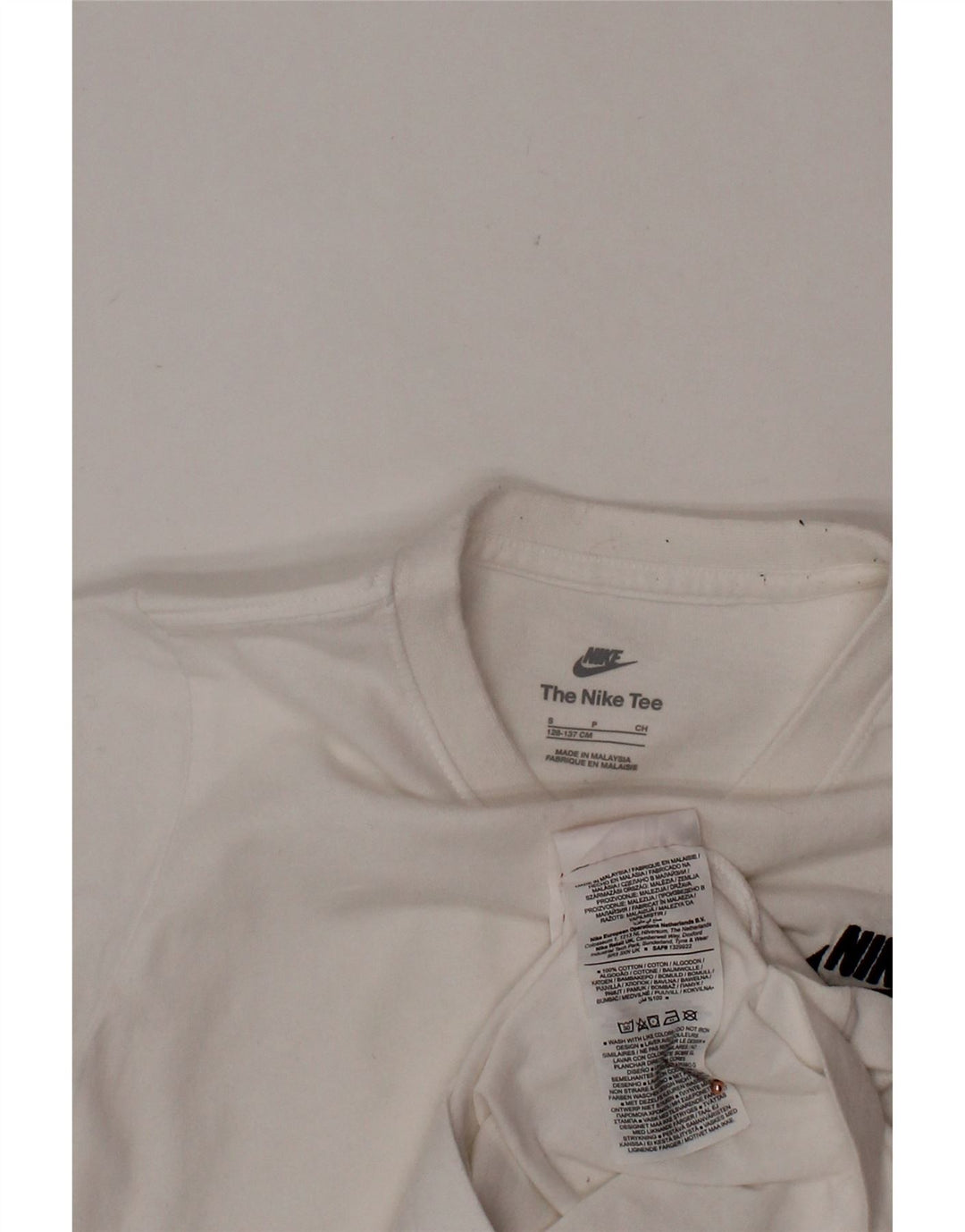 T-shirt da ragazzo NIKE Top 8-9 anni piccola in cotone bianco