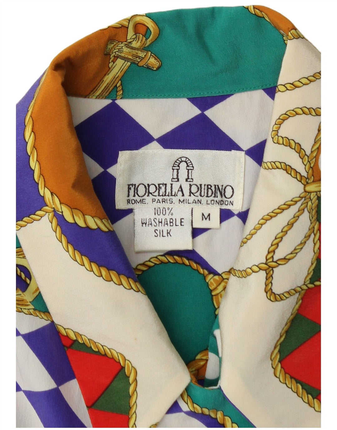 FIORELLA RUBINO Camicetta da donna UK 14 Patchwork multicolore medio