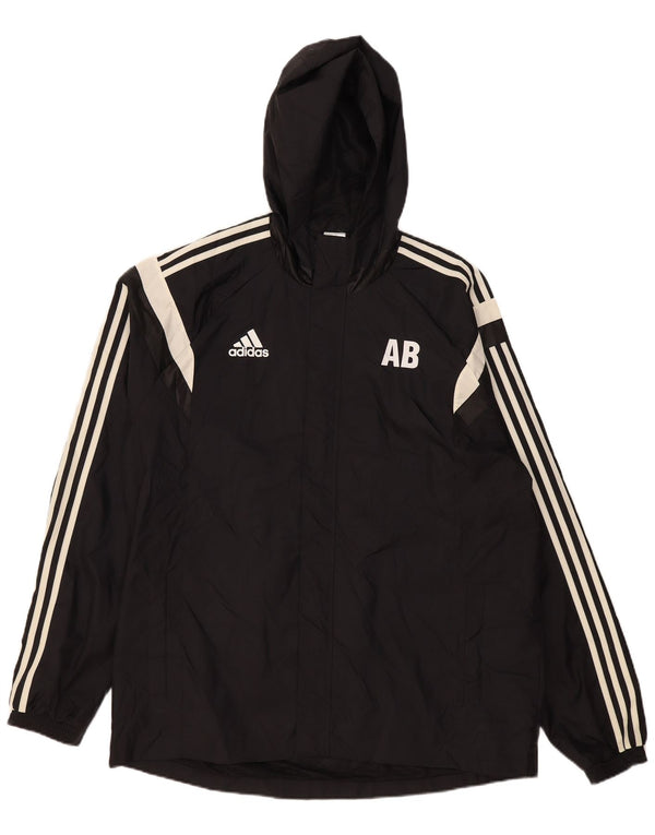 Giacca antipioggia Adidas da uomo con cappuccio grafico UK 42 XL poliammide color block nero