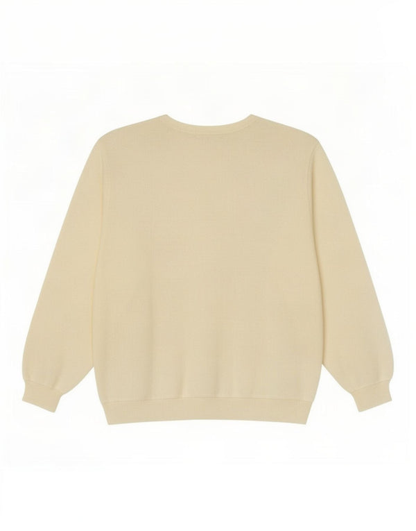 Maglione da donna vintage con scollo a barca, UK 16, grande motivo floreale bianco sporco