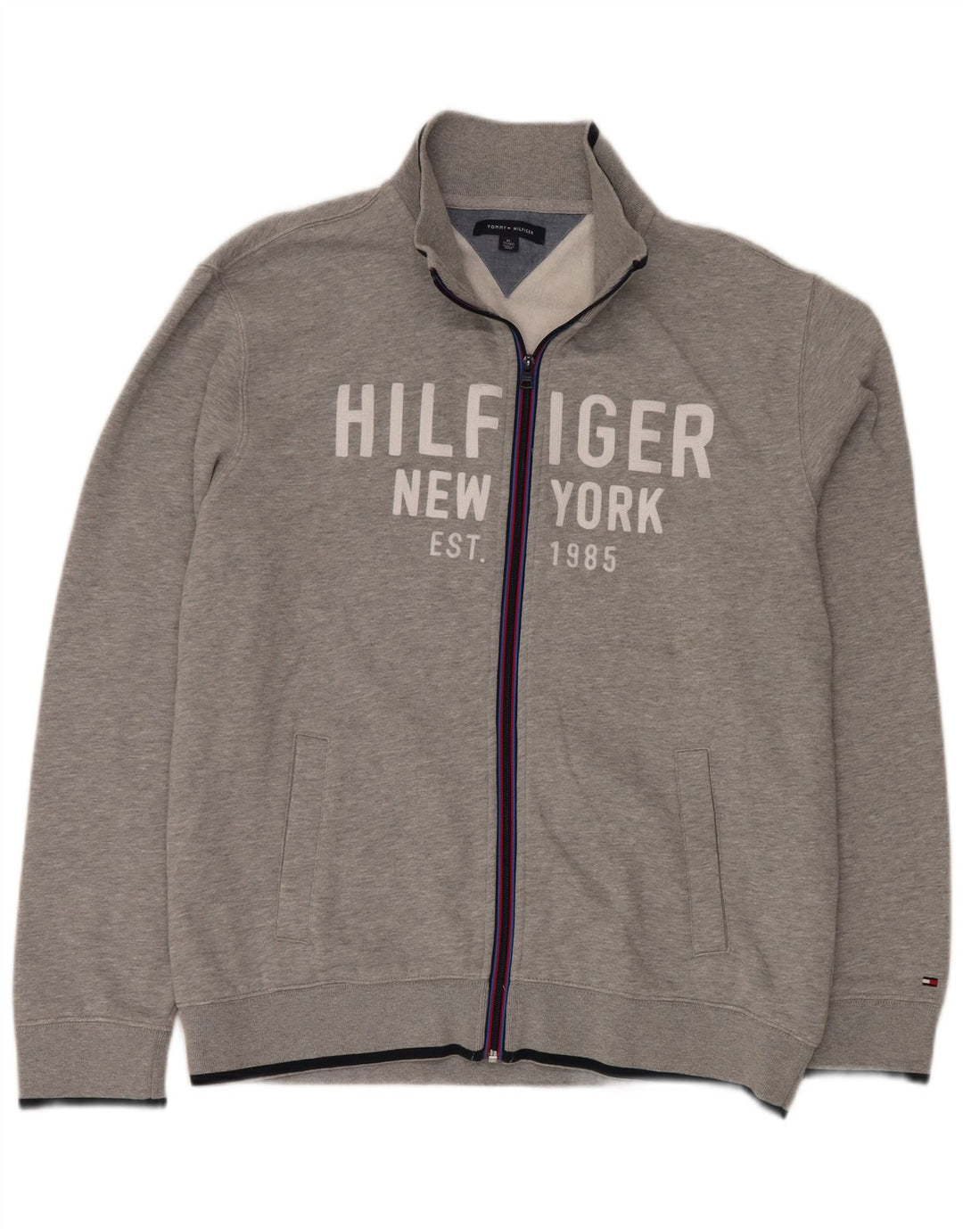 TOMMY HILFIGER Giacca da tuta grafica da uomo XL in cotone grigio