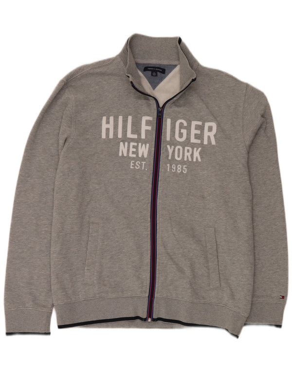 TOMMY HILFIGER Giacca da tuta grafica da uomo XL in cotone grigio