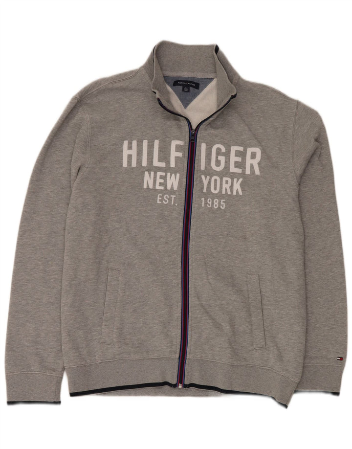 TOMMY HILFIGER Giacca da tuta grafica da uomo XL in cotone grigio