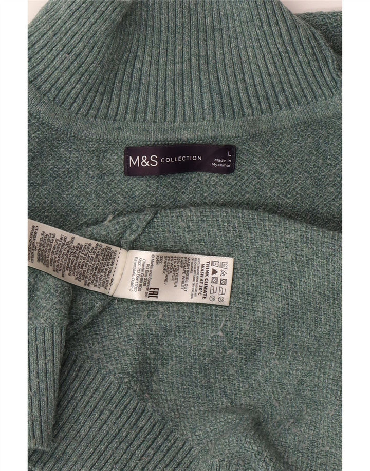 MARKS & SPENCER Womens Turtle Neck Jumper Sweater UK 16 Large Green Vintage Marks & Spencer and Second-Hand Marks & Spencer from Messina Hembry 