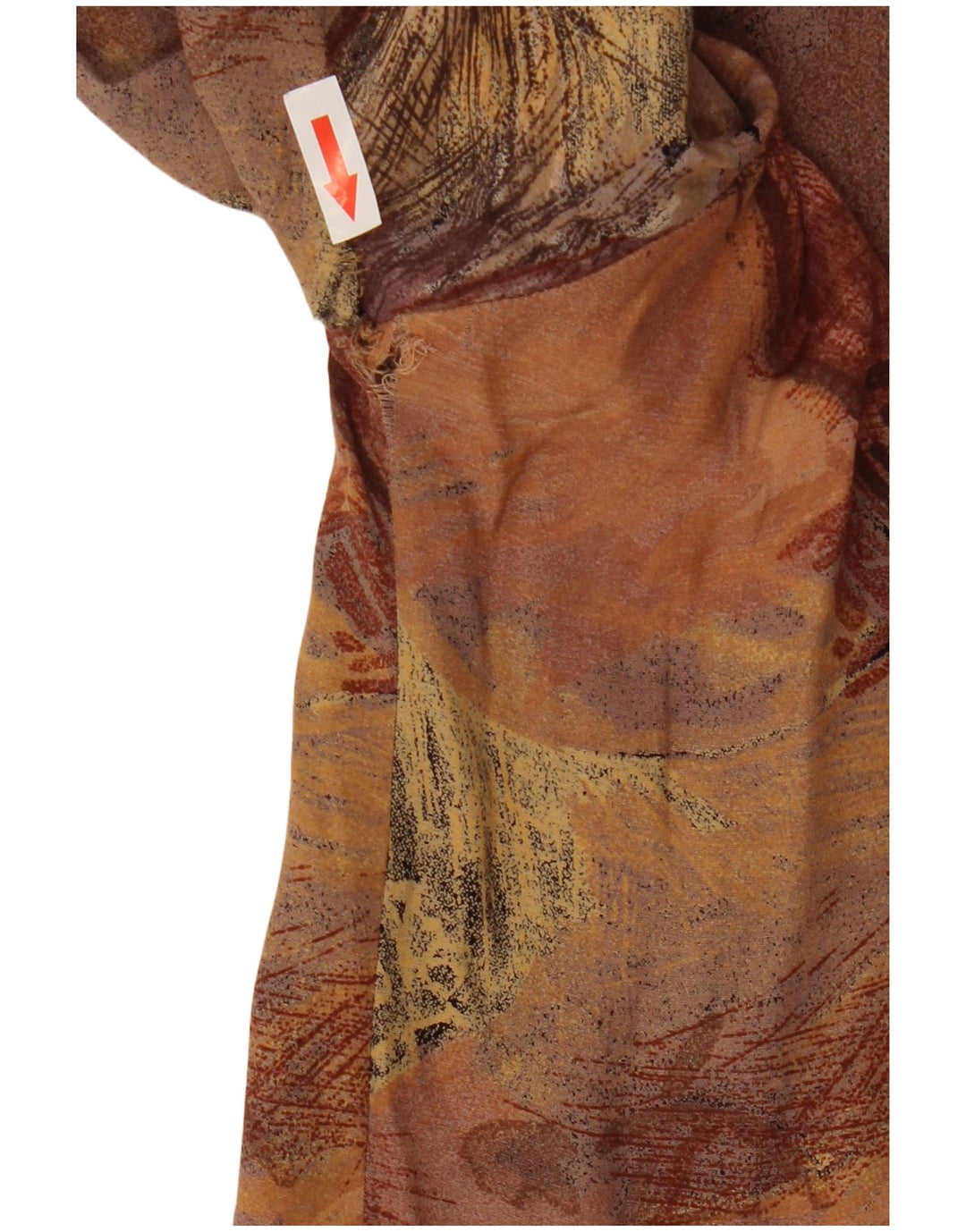 Camicia a maniche corte vintage da donna con motivo astratto UK 14 Marrone medio