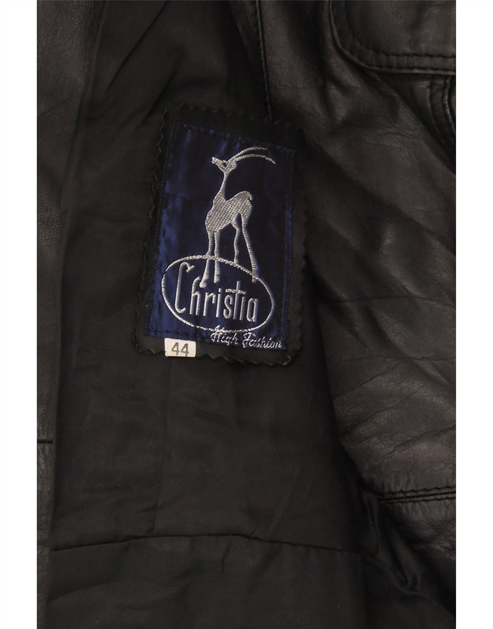 VINTAGE Womens Leather Jacket IT 44 Medium Black Vintage Vintage and Second-Hand Vintage from Messina Hembry 