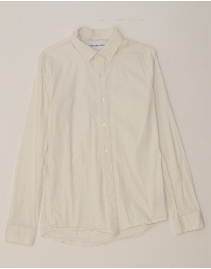 CALVIN KLEIN JEANS Mens Extra Slim Fit Shirt Large White Cotton Vintage Calvin Klein Jeans and Second-Hand Calvin Klein Jeans from Messina Hembry 