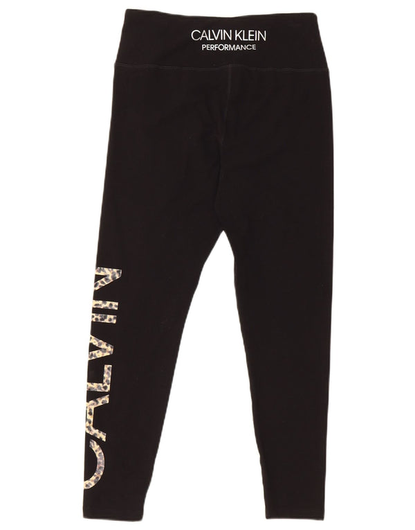 Leggings grafici da donna Calvin Klein UK 8 piccoli in cotone nero