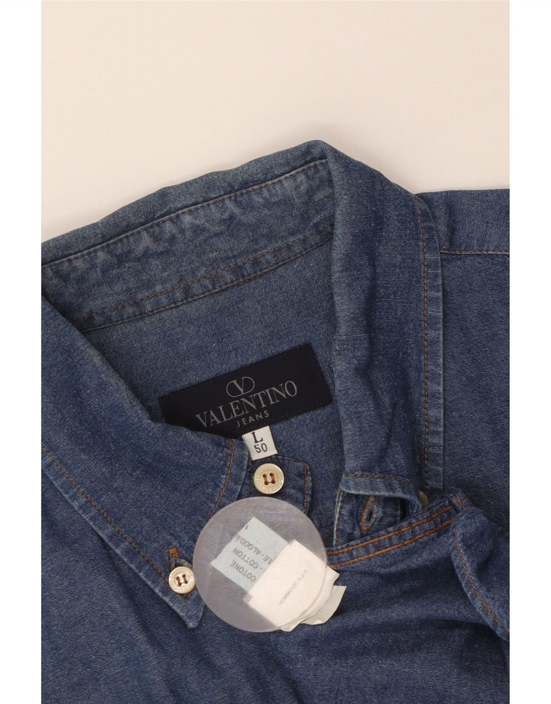 Camicia Uomo Valentino Large Blu In Cotone