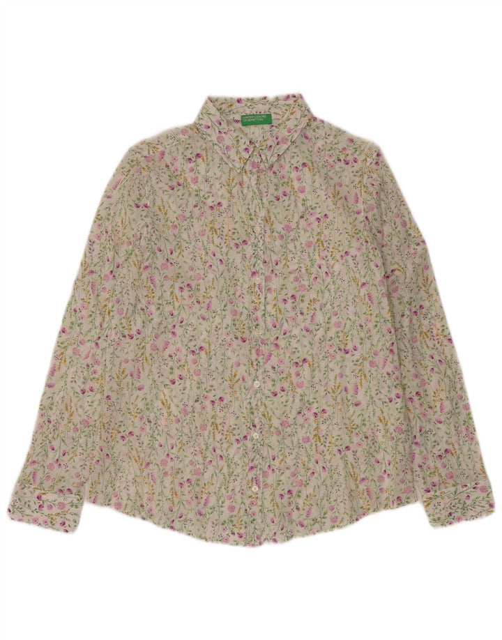 Camicia da donna BENETTON UK 14 Medium White Floral