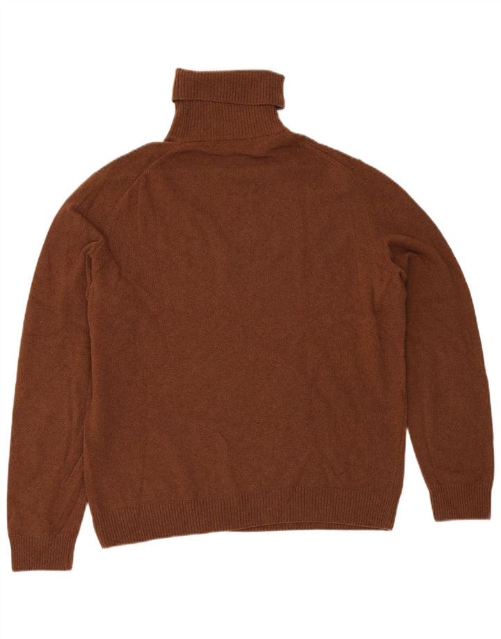 Massimo Dutti Maglione da uomo con collo alto e maglione grande in lana marrone