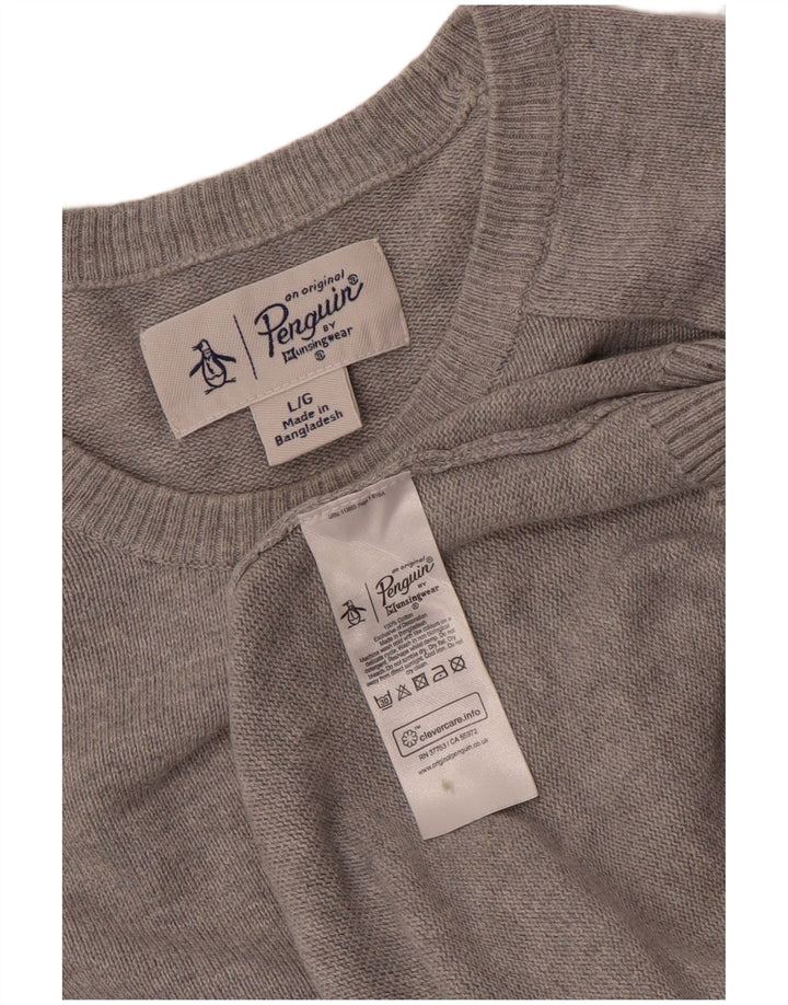 Maglione da uomo girocollo Penguin, grande cotone grigio
