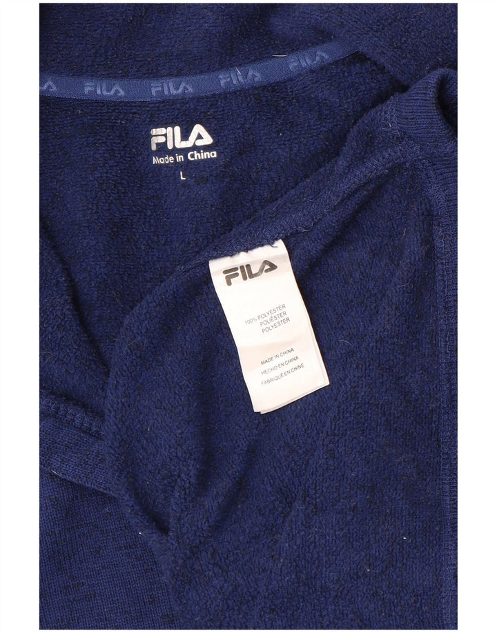FILA Felpa da uomo con zip sul collo, maglione grande, blu navy, in poliestere