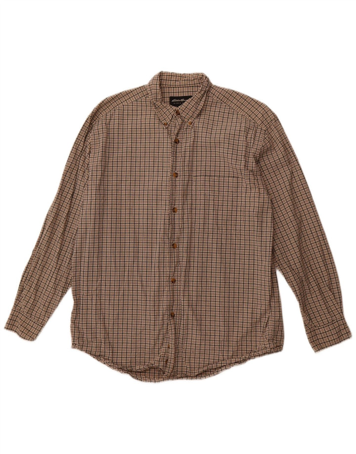 EDDIE BAUER Camicia da uomo in cotone a quadri marrone medio
