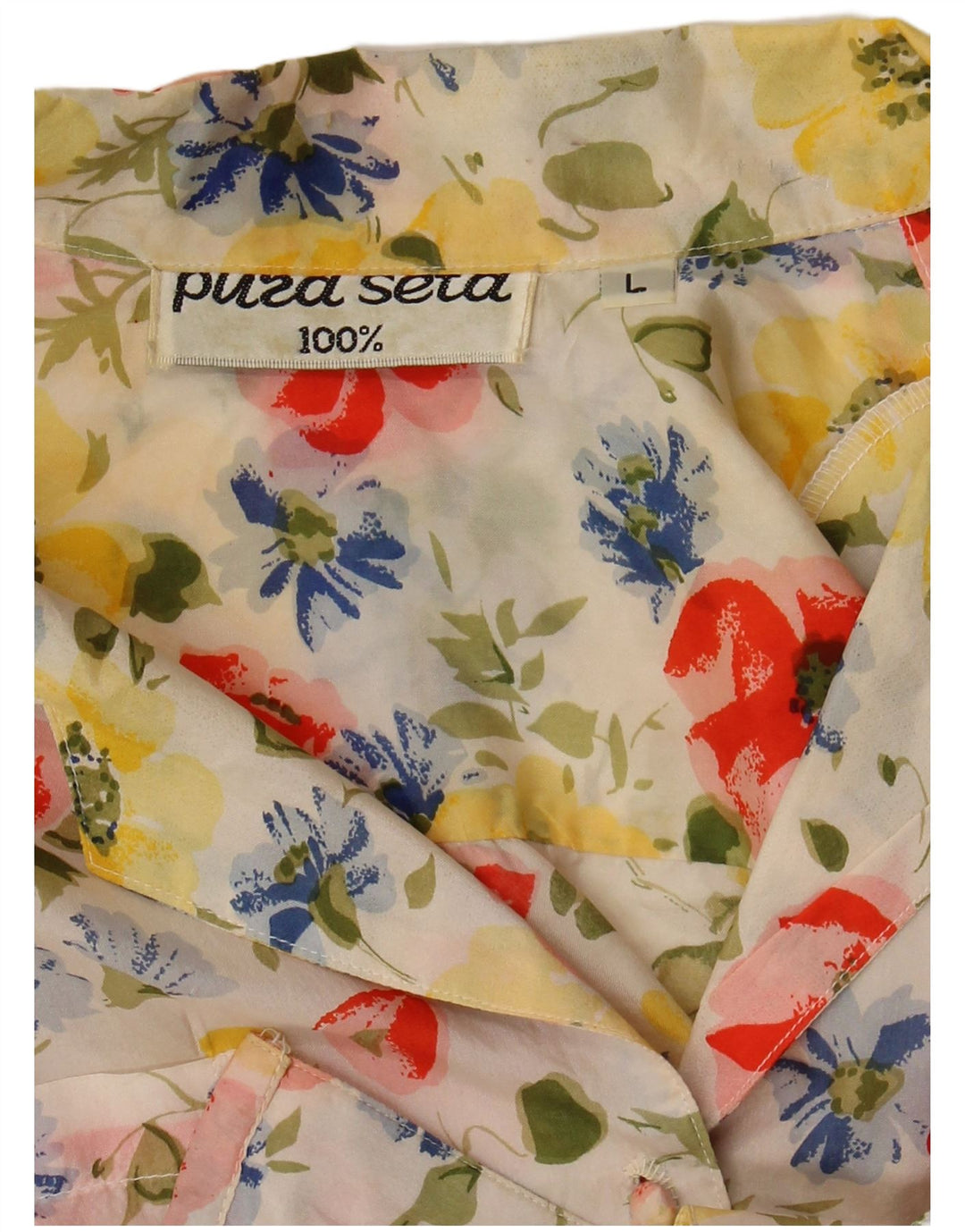 Camicia vintage da uomo a maniche corte grande seta floreale multicolore