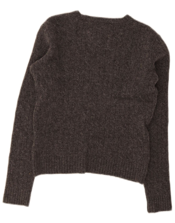 Maglione Ralph Lauren per ragazze con scollo a V, 9-10 anni, grande lana d'agnello grigia