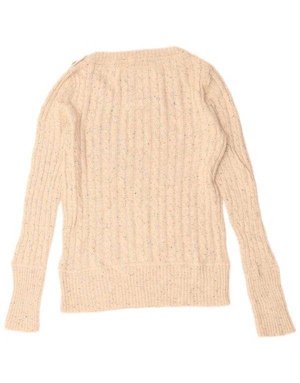 Maglione maglione da donna con scollo a barca Superdry UK 12 Cotone screziato beige medio