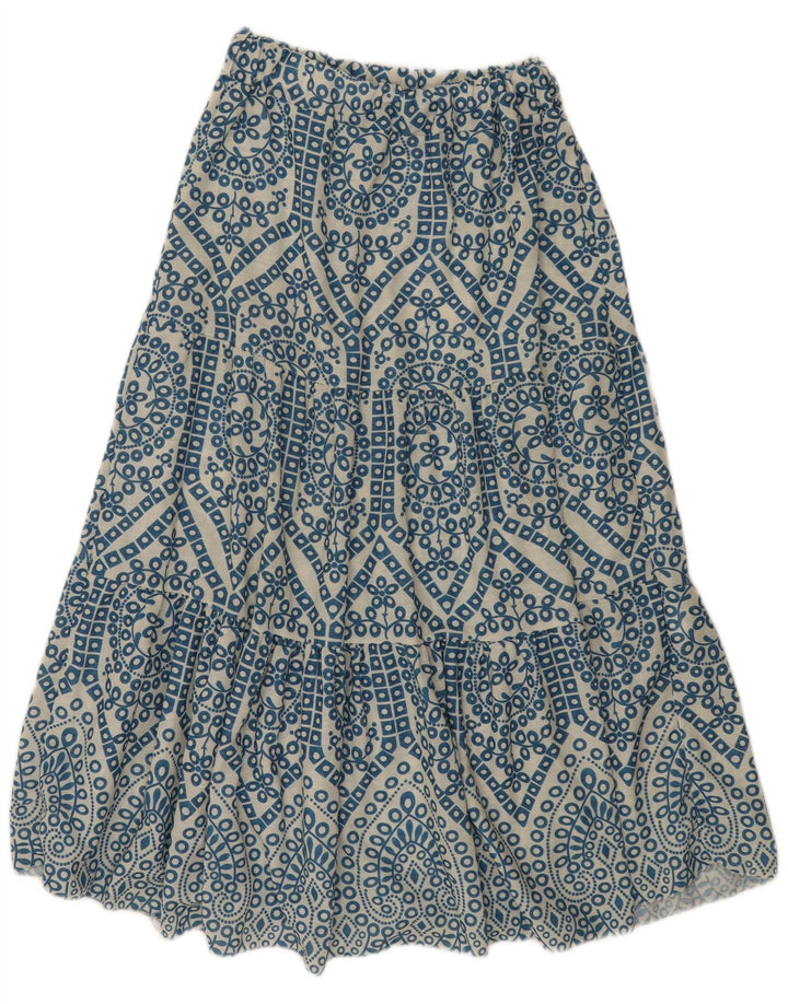 Gonna lunga da donna vintage W28 in viscosa Paisley blu medio