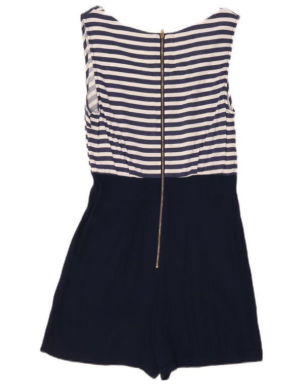 Topshop Tutina senza maniche da donna UK 10 Small Viscosa a righe blu navy