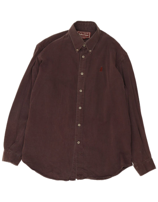 Camicia da uomo Marlboro Classics grande in cotone marrone