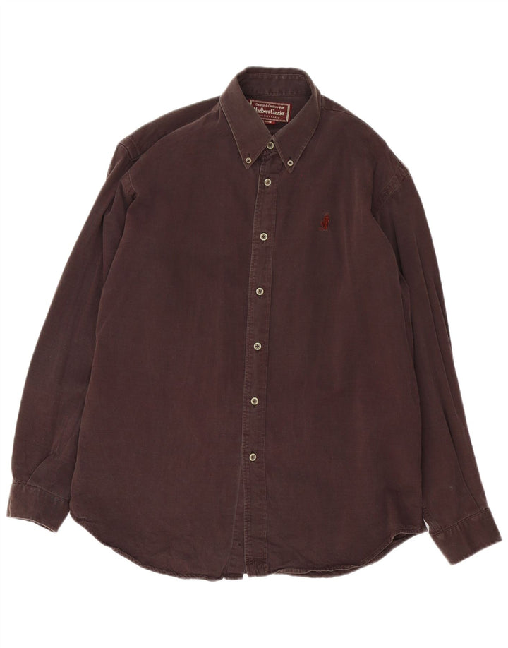 Camicia da uomo Marlboro Classics grande in cotone marrone