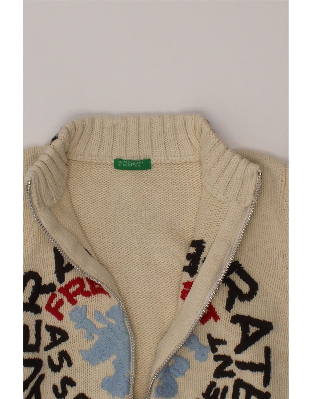 Maglione Cardigan Grafico Benetton Bambino 3-4 Anni Beige