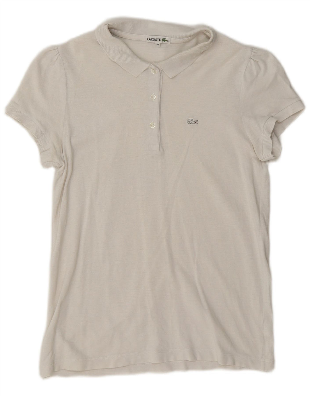 Polo da donna Lacoste taglia 42 grande in cotone bianco