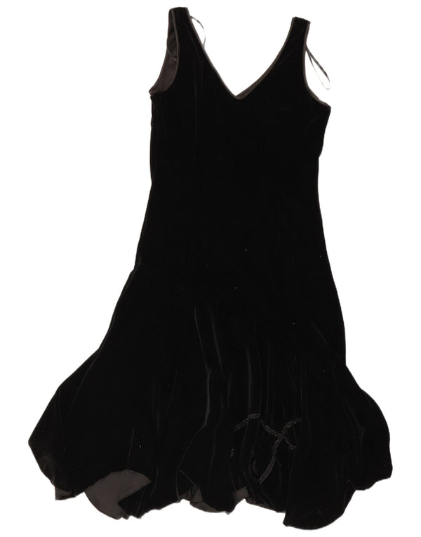 Abito asimmetrico senza maniche da donna Simon Jeffrey UK 12 medio nero