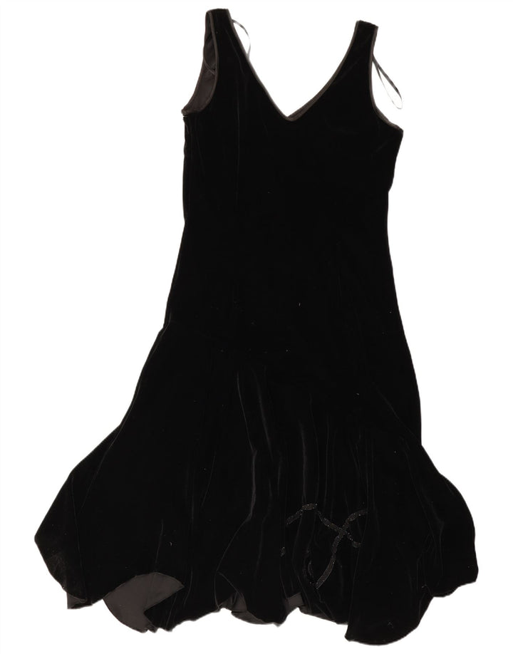 Abito asimmetrico senza maniche da donna Simon Jeffrey UK 12 medio nero