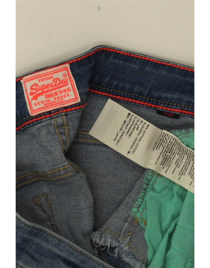 Pantaloni caldi in denim a vita bassa da donna Superdry W30 cotone blu medio