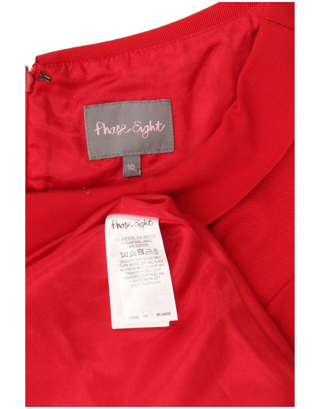 PHASE EIGHT Abito da donna senza maniche a trapezio UK 10 Piccolo acetato rosso