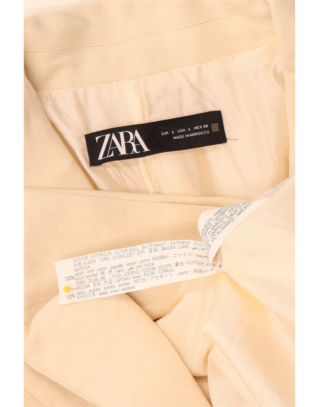 Giacca blazer doppiopetto da donna Zara UK 16 grande in cotone bianco sporco