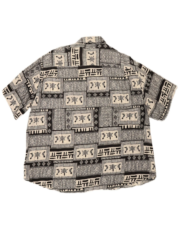 BOULEE Mens Short Sleeve Shirt Size 45/46 2XL Black Patchwork Viscose