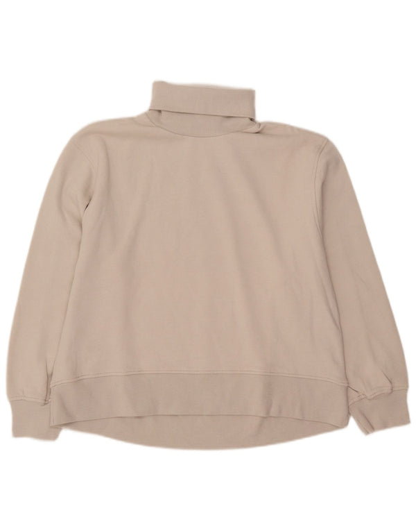 Felpa Zara da donna con collo alto, maglione UK 14, cotone beige medio