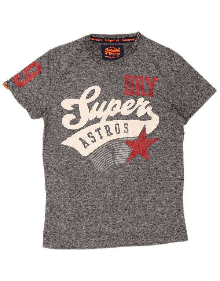 T-shirt da uomo con grafica retrò Superdry Top grigio medio chiazzato