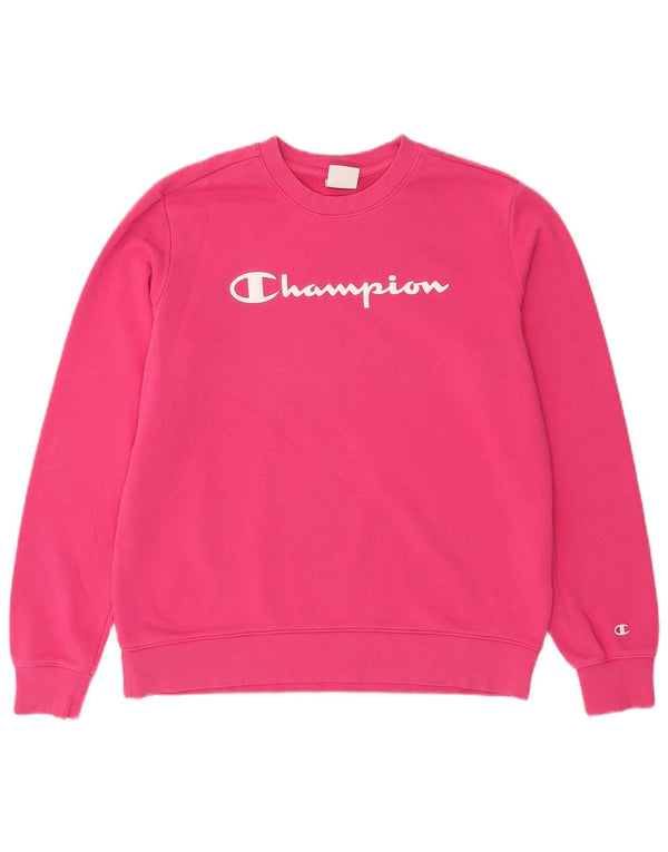 Felpa grafica da donna Champion Jumper UK 16 Large Pink Cotton