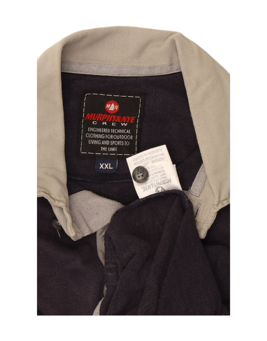 Polo da rugby a maniche lunghe da uomo MURPHY & NYE 2XL in cotone blu navy