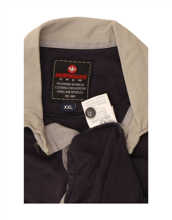 Polo da rugby a maniche lunghe da uomo MURPHY & NYE 2XL in cotone blu navy